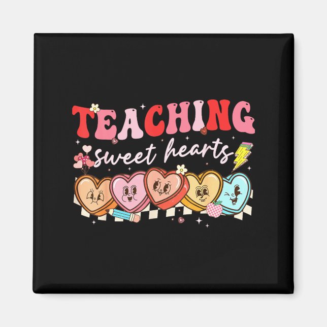 Imã Valentine Teaching Sweet Hearts Teacher Men Women  (Frente)
