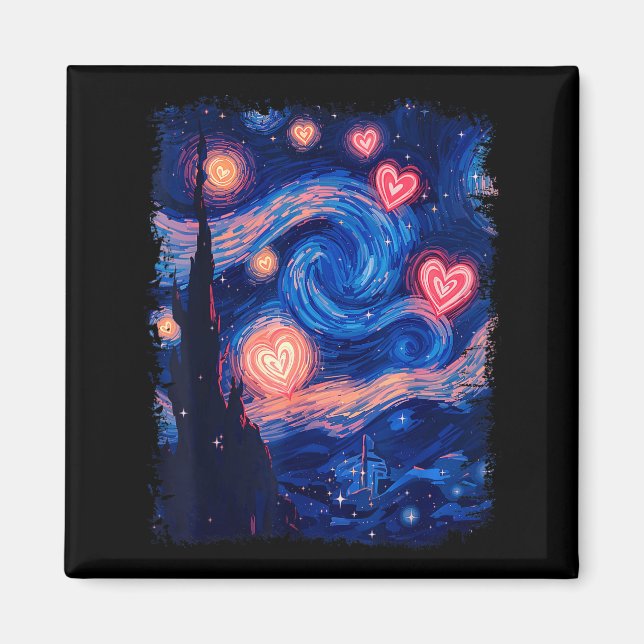 Imã Valentine Van Gogh Starry Night Heart Matching Cou (Frente)