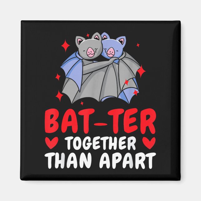 Imã Valentine's Day Cuddling Cute Bats Couple Bat Vale (Frente)