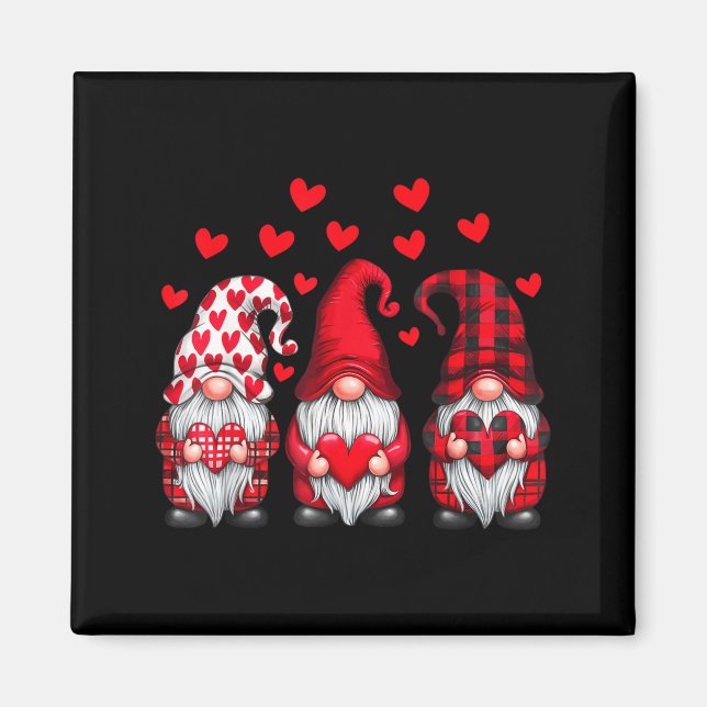Imã Valentines Day Gnomes Cute Red Hearts Love Gnome W (Frente)