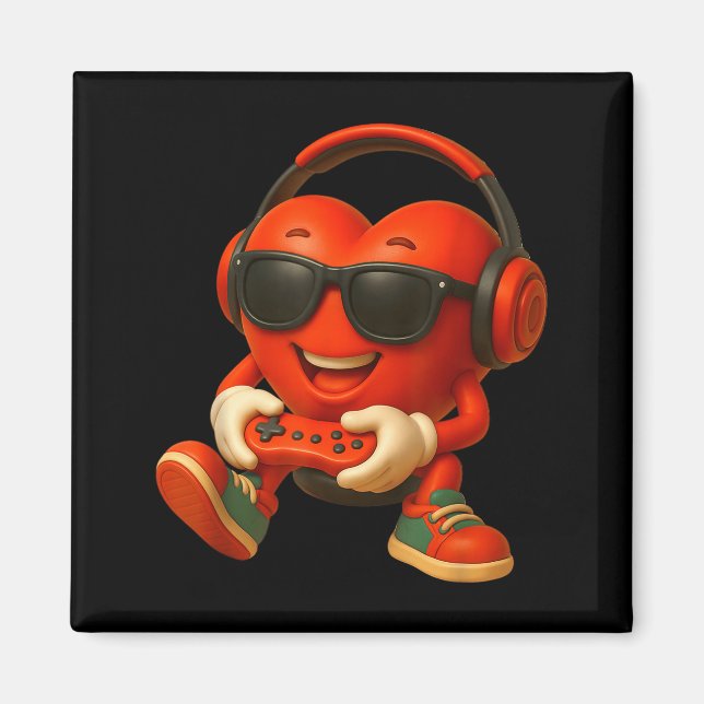 Imã Valentines Day Heart Gamer Video Gaming Boys Men K (Frente)