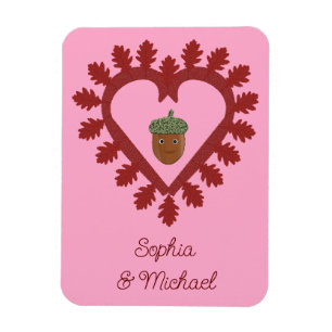 Ímã Valentines Day Love Heart Acorn Custom Names