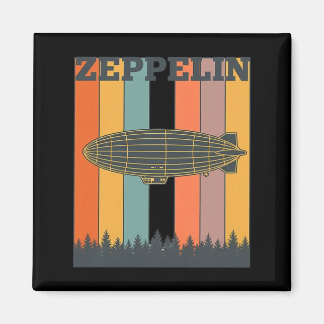 Imã Valentine's Day Retro Zeppelin Vintage Airship 70s (Frente)