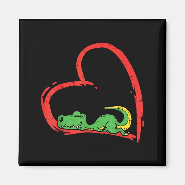 Imã Valentines Day Shirt Funny Heart Trex Sleeng Dinos (Frente)