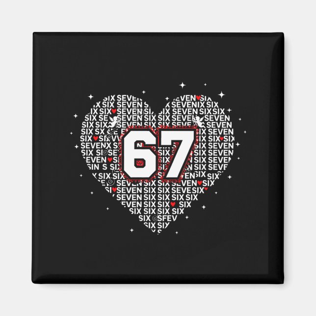 Imã Valentines Day Six Seven 67 Meme 6 7 Heart Boys Gi (Frente)