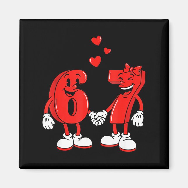 Imã Valentine's Day Six Seven Hearts 6 7 Meme Gen Alph (Frente)