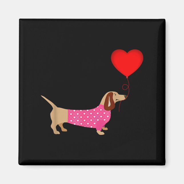 Imã Valentines Weiner Daschund Doxie In Dog Dress  (Frente)