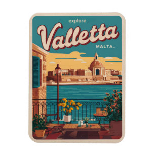 Ímã Valletta Vintage, Malta lembranças de viagem e pre