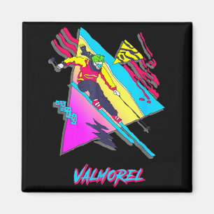 Imã Valmorel colorida aventura de esqui retrô design