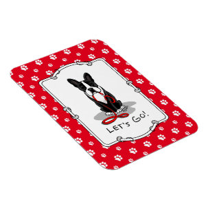 Ímã Vamos! Boston Terrier Dog (preto) Engraçado