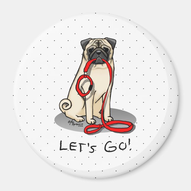 Imã Vamos! (caminhada) Cachorro-Pug (desmazelado claro (Frente)