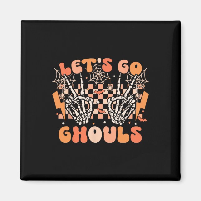 Imã Vamos Go Ghouls Halloween Skeleton Costume Retro G (Frente)