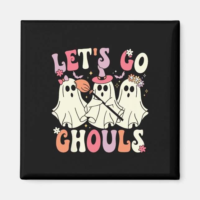 Imã Vamos Ir Ghouls Halloween Ghost Costume Retro Groo (Frente)