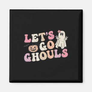 Imã Vamos Ir Ghouls Halloween Retro Ghost Pumpkin Wome
