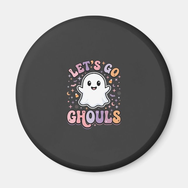Imã Vamos Lá Espíritos Halloween Fantasma Fofo Design  (Frente)