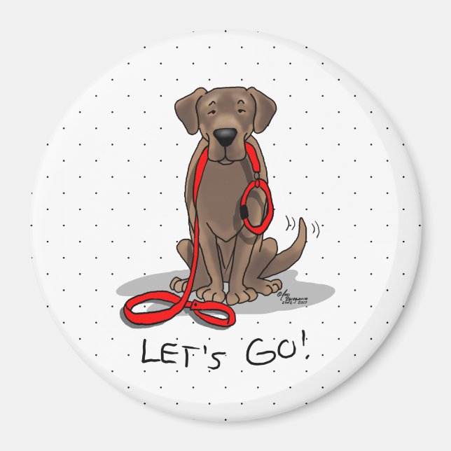 Imã Vamos! Laboratório de Chocolate Labrador Retriever (Frente)