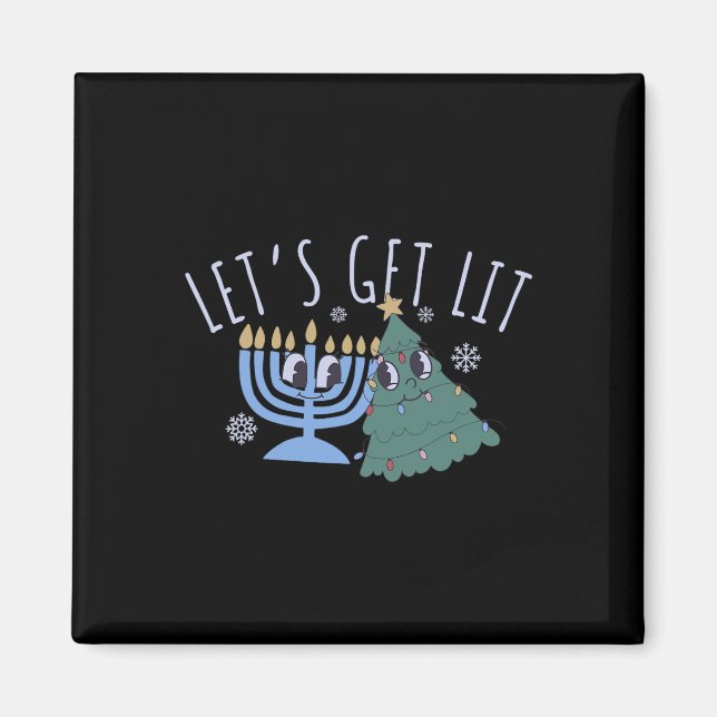 Imã Vamos Obter a Matriz de Natal Chrismukkah Hanukkah (Frente)