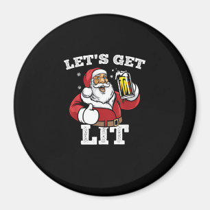 Imã Vamos Obter Papais noeis De Lit Bebendo Beer Natal