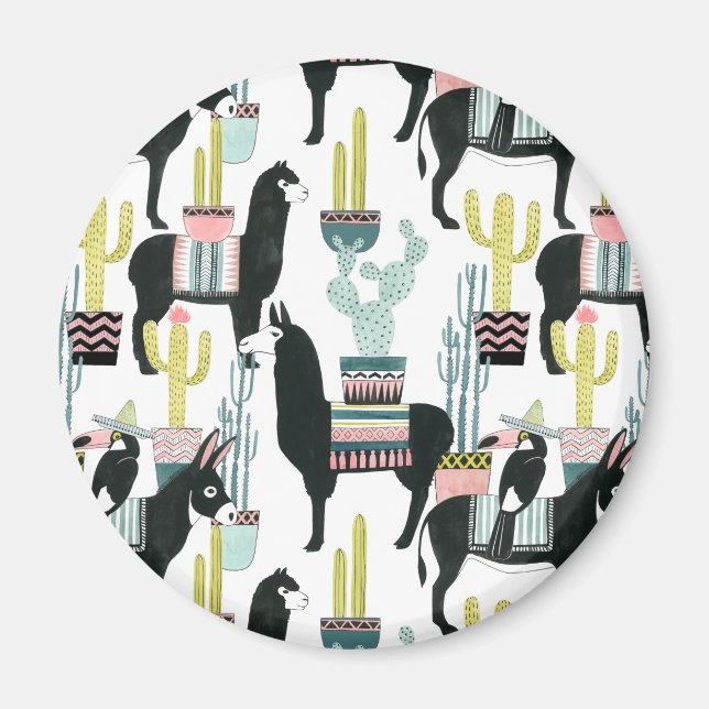 Imã Vamos Taco Sobre Amor | Padrão Llama & Donkey (Frente)