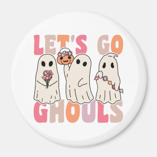 Imã Vamos Vai Ghouls Groovy Ghost Com Flores Vintage