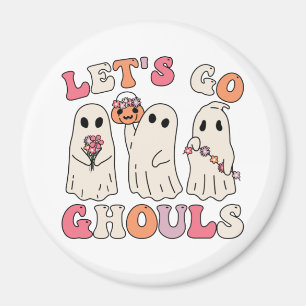 Imã Vamos Vai Ghouls Groovy Ghost Com Flores Vintage