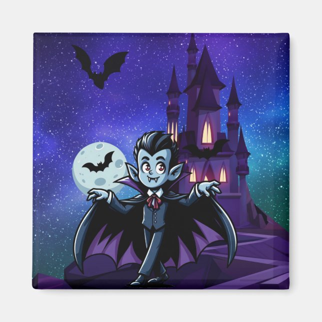 Imã Vampiro bonitinho e branco do Halloween (Frente)
