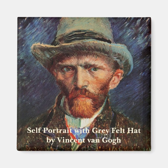 Imã Van Gogh; Autorretrato com Chapéu de Feltro Cinza (Frente)