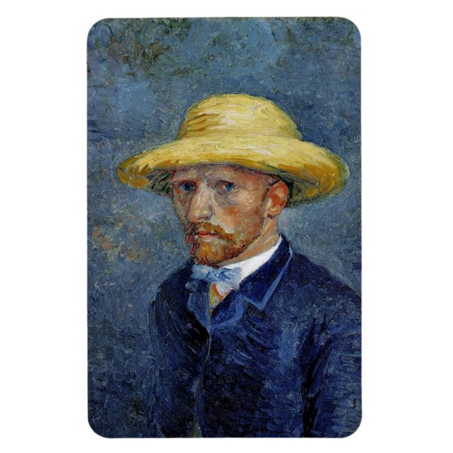 Ímã Van Gogh - Autorretrato com Chapéu de Palha (Vertical)
