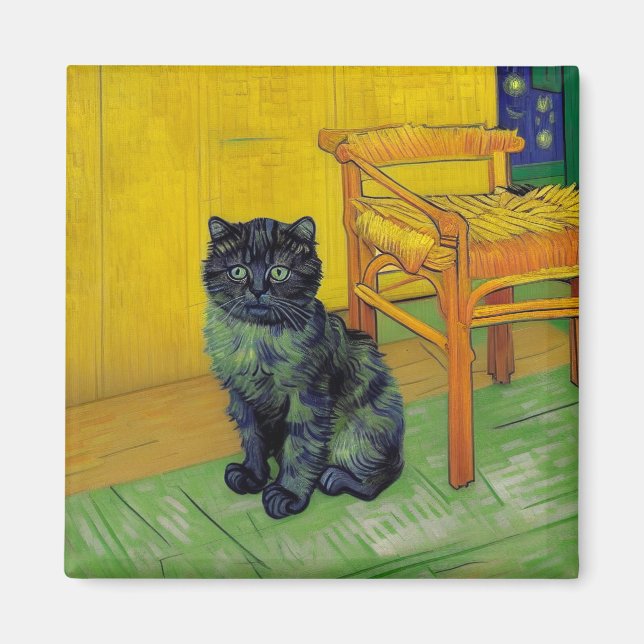 Imã Van Gogh Black Cat (Frente)