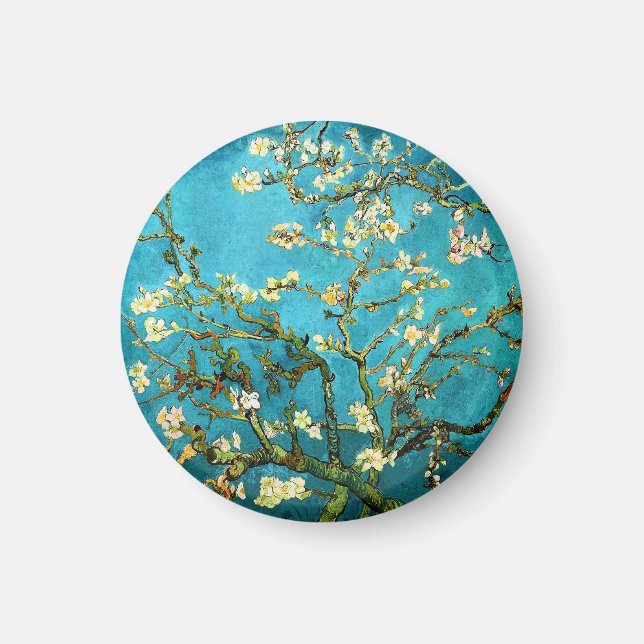 Imã Van Gogh Blossoming Almond Tree Fine Art (Frente)