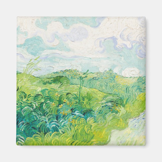 Imã Van Gogh. Campos de Trigo Verde Auvers. Impression (Frente)