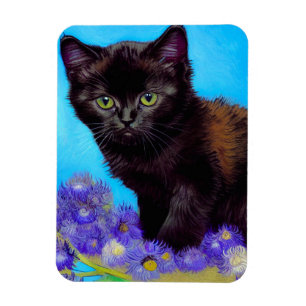 Ímã Van Gogh Cat e Flores