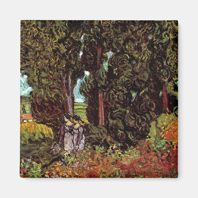 Imã Van Gogh - Ciprestes com Duas Figuras Femininas (Frente)