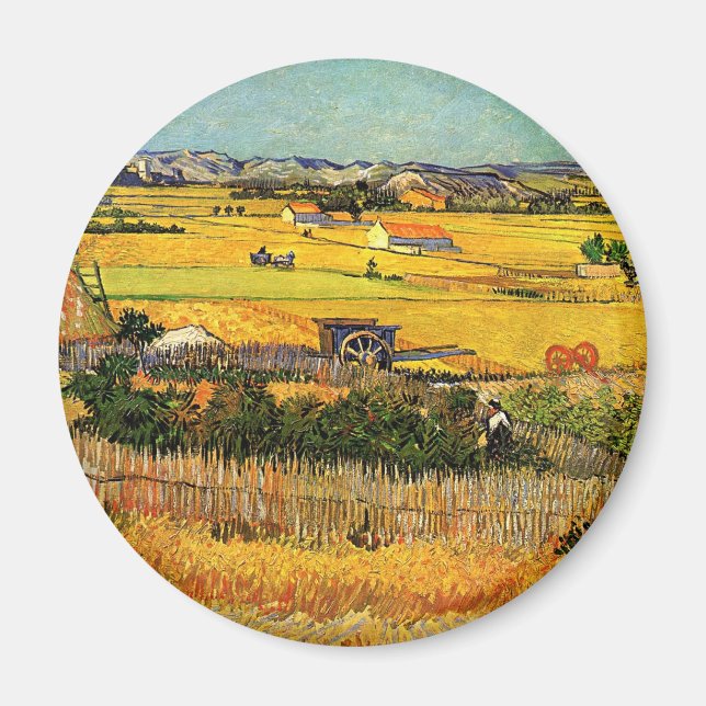 Imã Van Gogh: Colheita em La Crau com Montmajour (Frente)