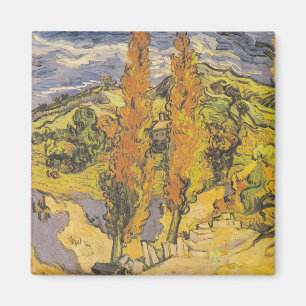 Imã Van Gogh Duas Árvores - Arte Amarela Vibrante da N
