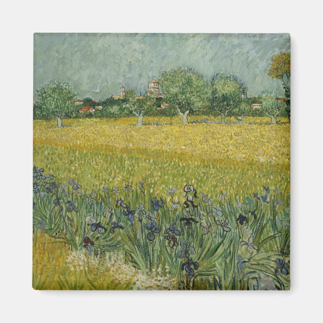 Imã Van Gogh Field Com Flores Perto De Arles (Frente)