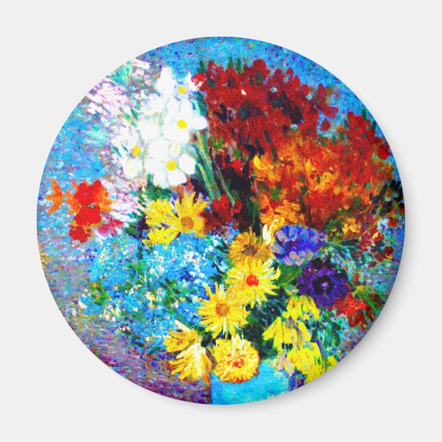 Imã Van Gogh Flores num Vaso Azul (Frente)