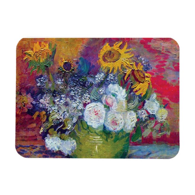 Ímã Van Gogh - Natureza-Morta com Rosas e Girassóis (Horizontal)