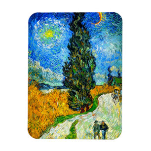Ímã Van Gogh Road com Cypress e Star