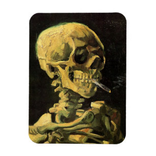 Ímã Van Gogh Skull com Cigarro queimado, Arte Vintage