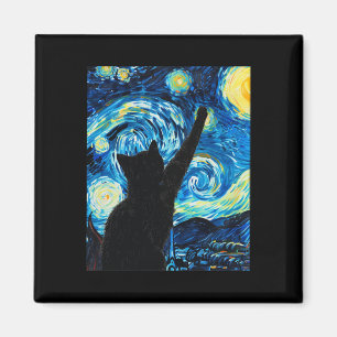 Imã Van Gogh Starry Night Cat Kitten
