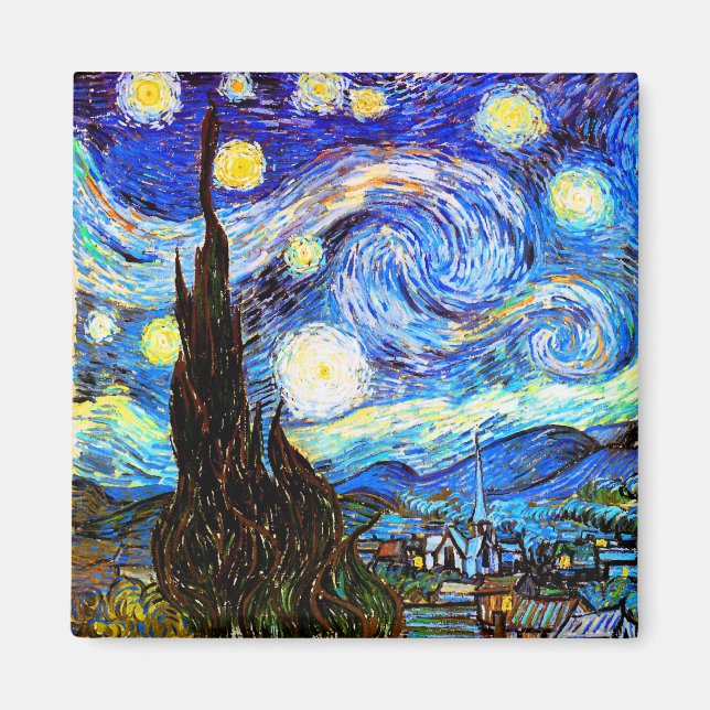 Imã Van Gogh Starry Night Fine Art (Frente)