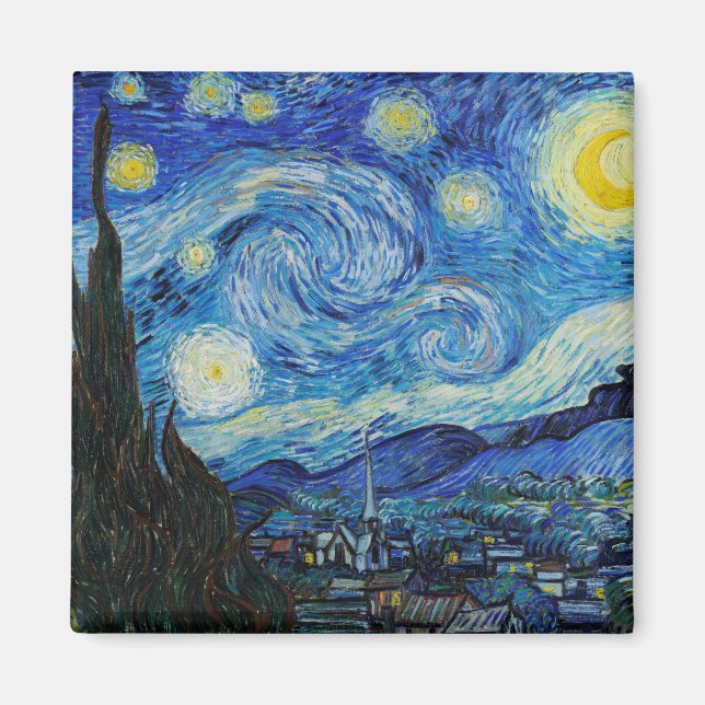 Imã Van Gogh Starry Night. Impressionismo arte de vint (Frente)