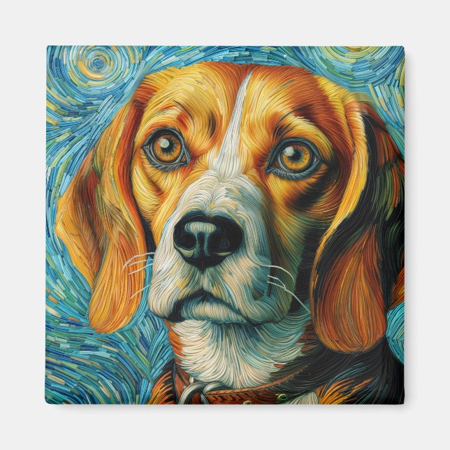 Imã Van Gogh Style Beagle Art (Frente)