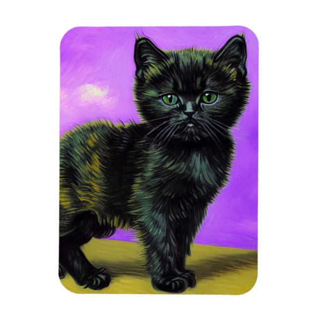 Ímã Van Gogh Style Cat (Vertical)