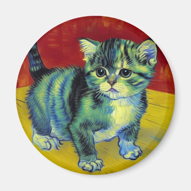 Imã Van Gogh Tabby Cat (Frente)