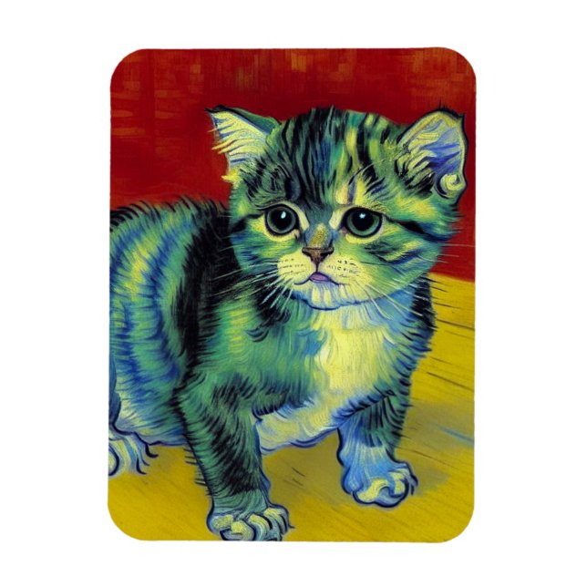 Ímã Van Gogh Tabby Cat (Vertical)