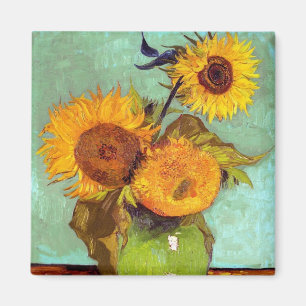 Imã Van Gogh - Três Girassóis Em Um Vaso - Arte Fina