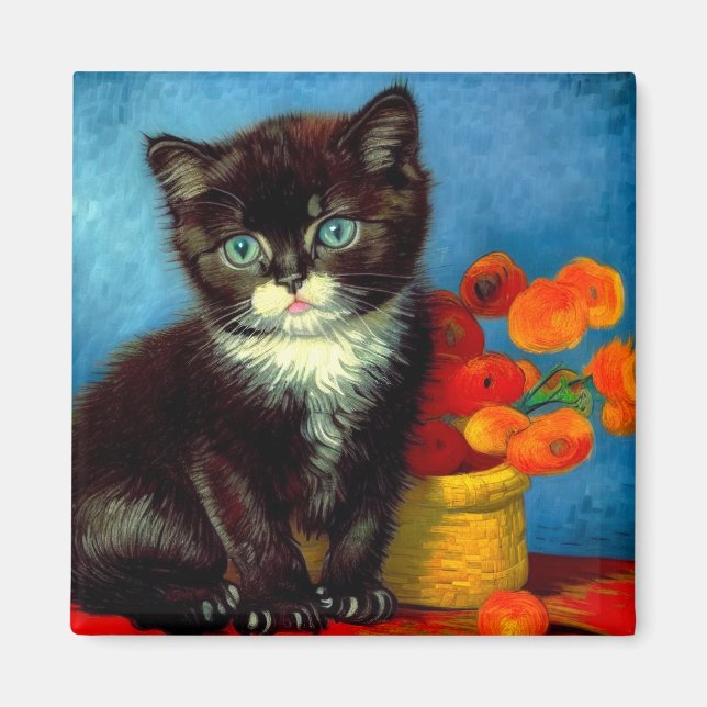 Imã Van Gogh Tuxedo Cat (Frente)