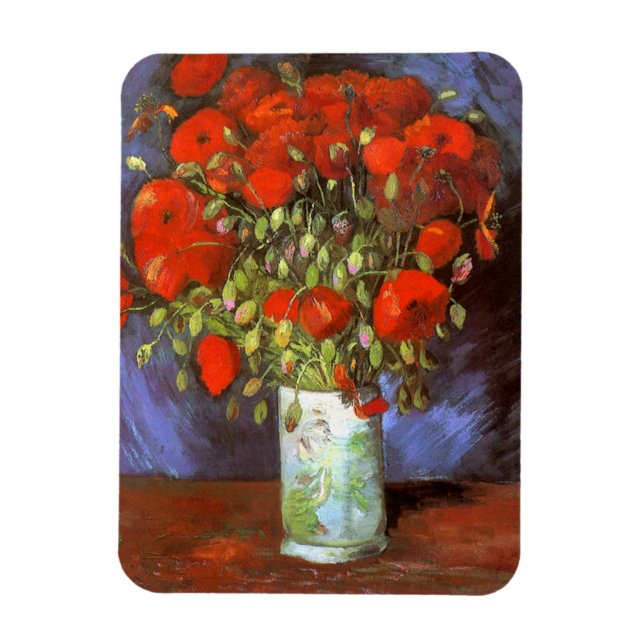 Ímã Van Gogh: Vase com Papa Vermelho (Vertical)